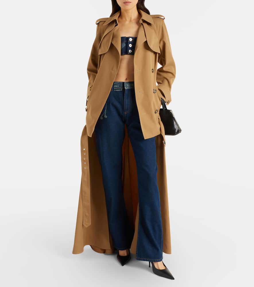 Printed mid-rise wide-leg jeans