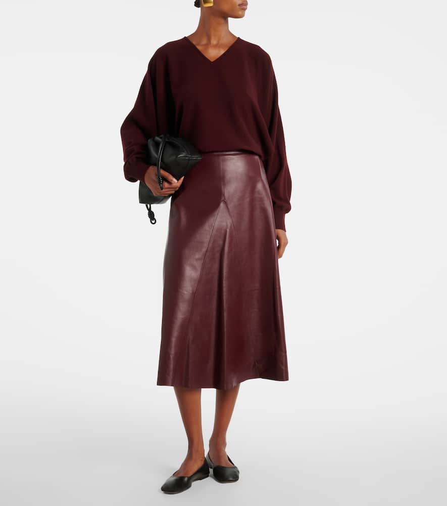 Leather midi skirt