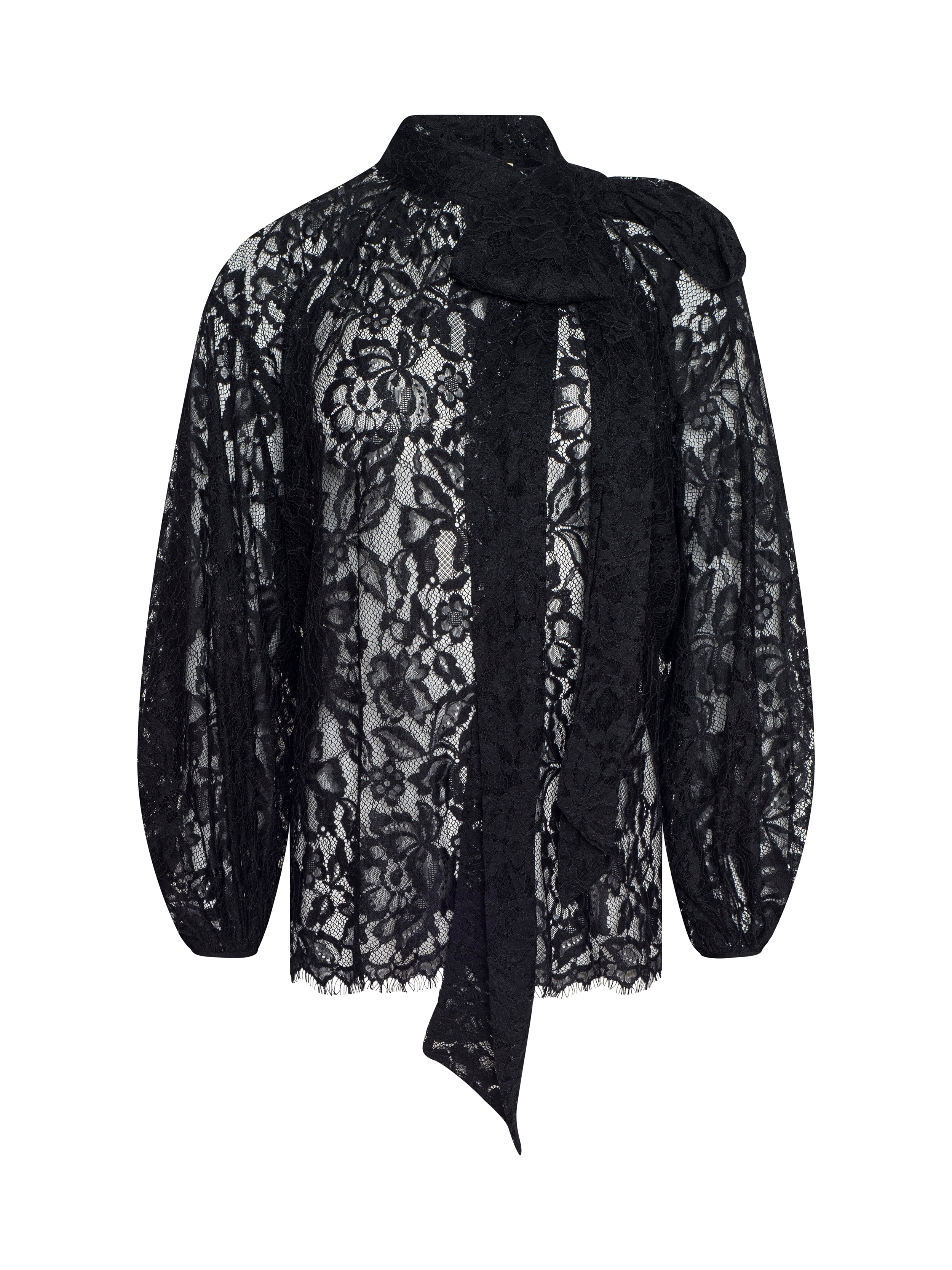 Rhett Oversized Lace Blouse Top In Black