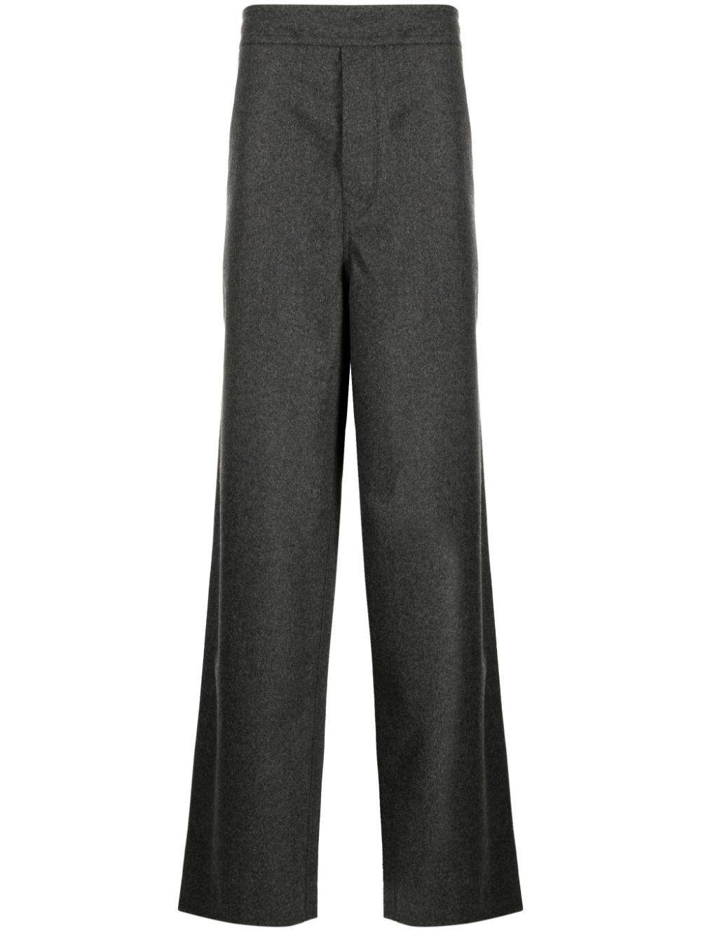 Drawstring-fastening straight-leg trousers - Grey