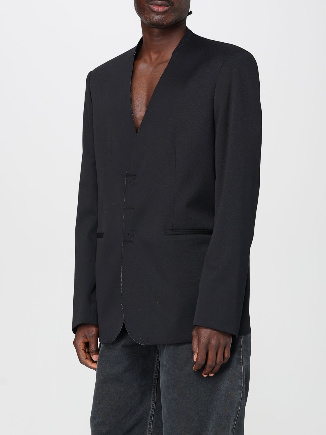 Single-breasted twill blazer - Black