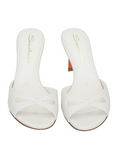Santoni Woman Sandals White Size 10 Leather