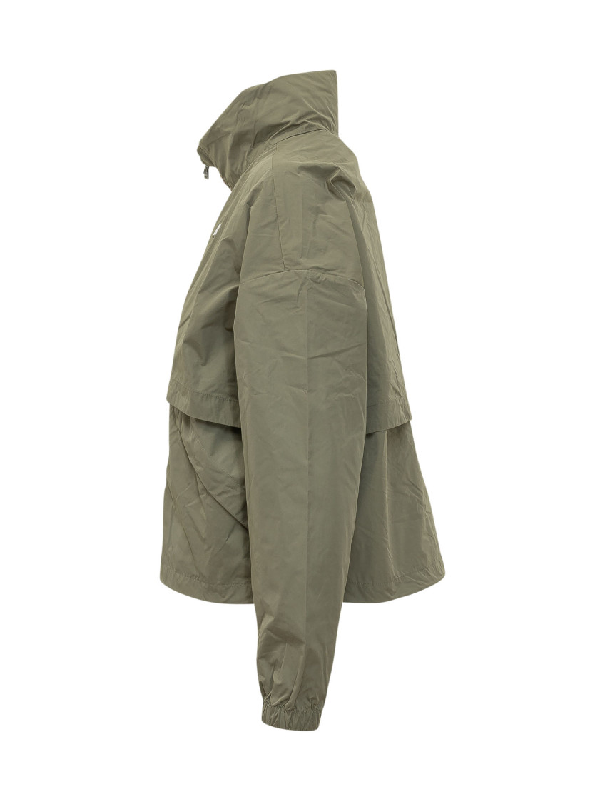 Green Solid Mandarin Collar Jacket