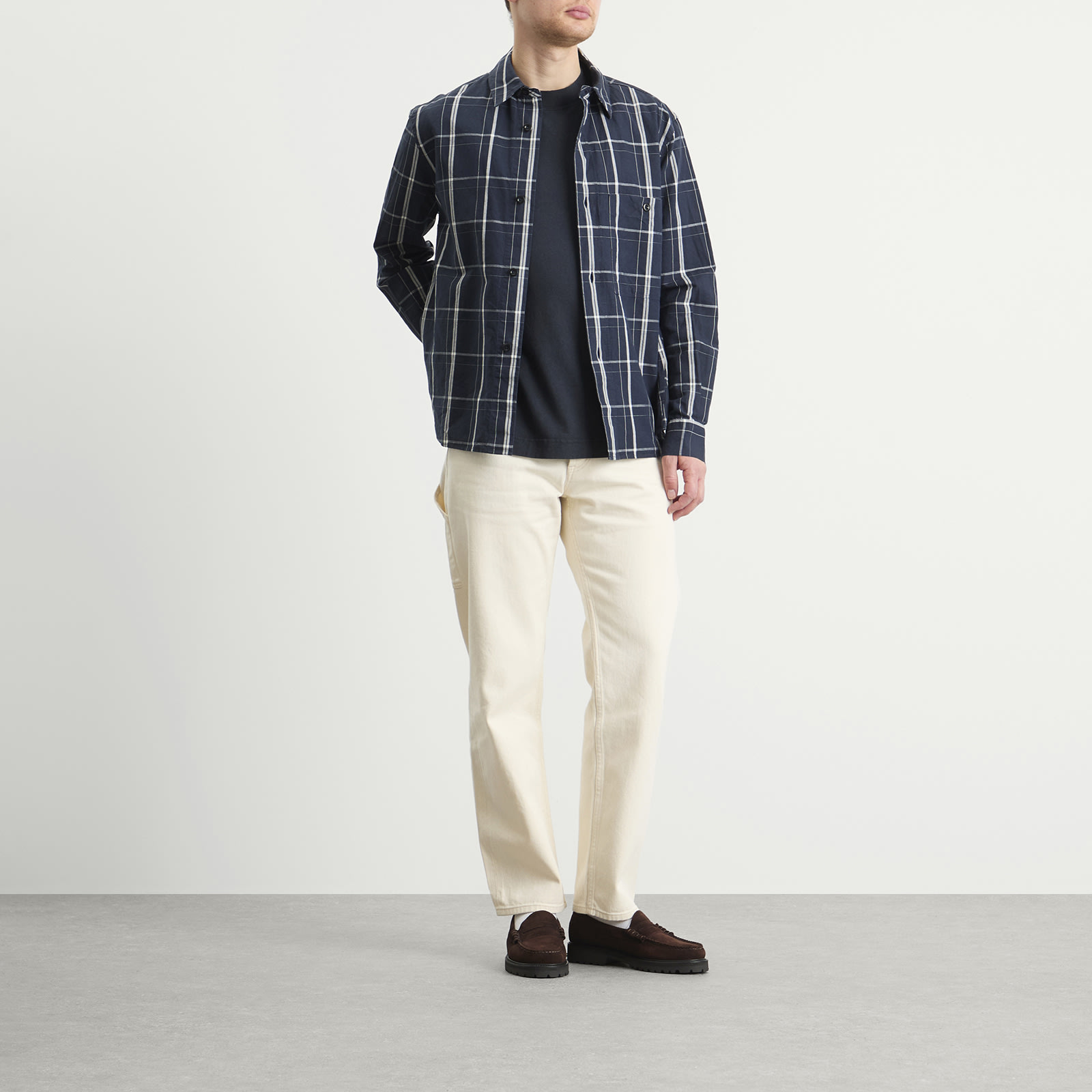 Men's Overall Shirt in Slate Blue/Off White