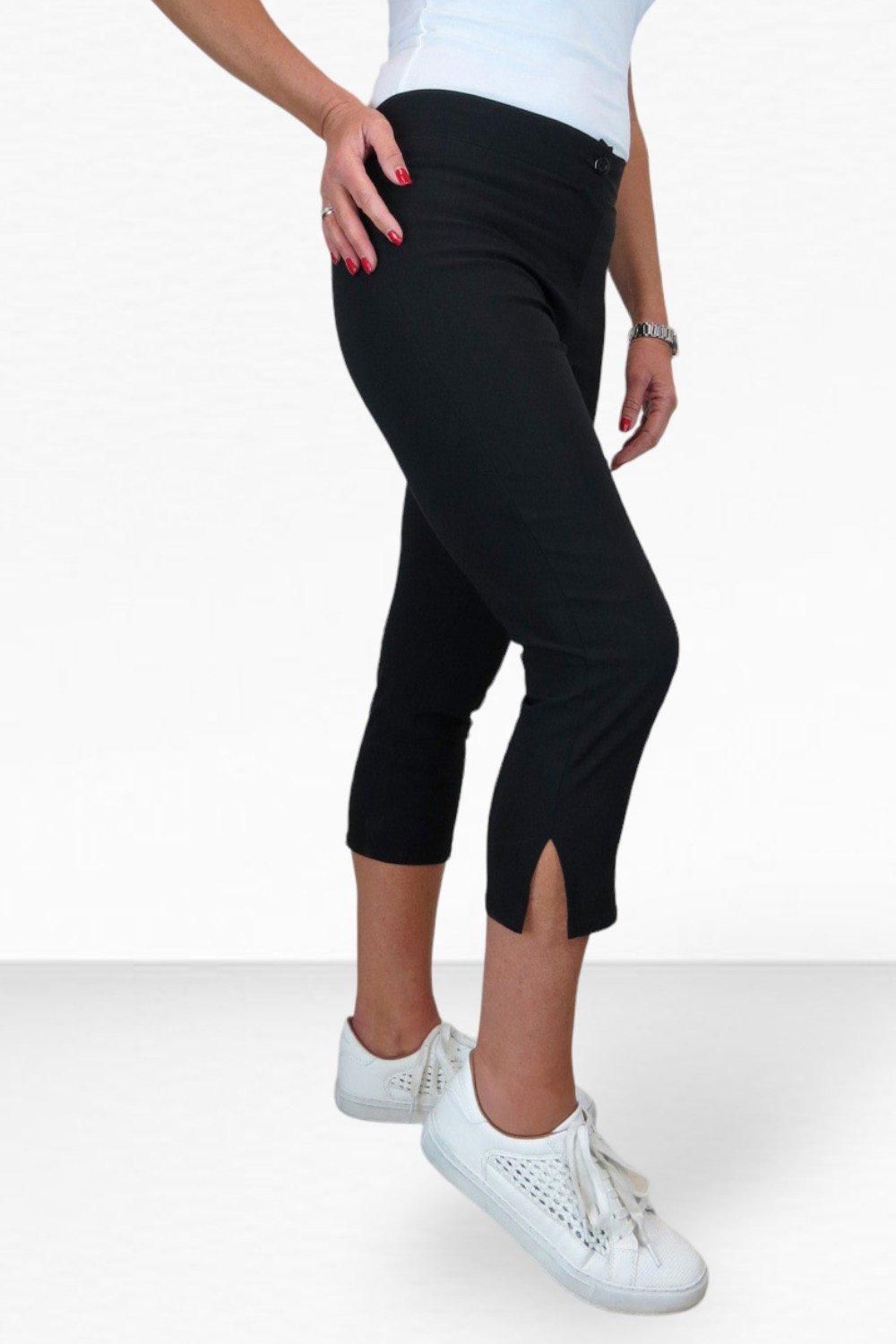 Paulo Due Cropped Capri Stretch Trousers In Black
