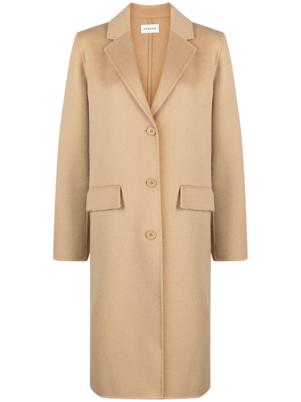 Notched-lapels single-breasted coat - Brown