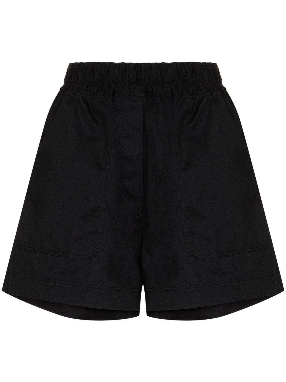 Drill elasticated-waist shorts - Black