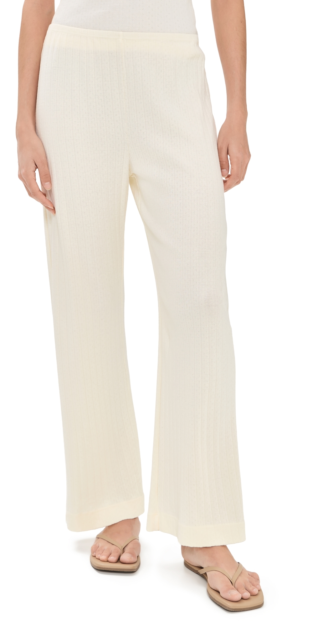 The Pointelle Simple Crop Pants Crme