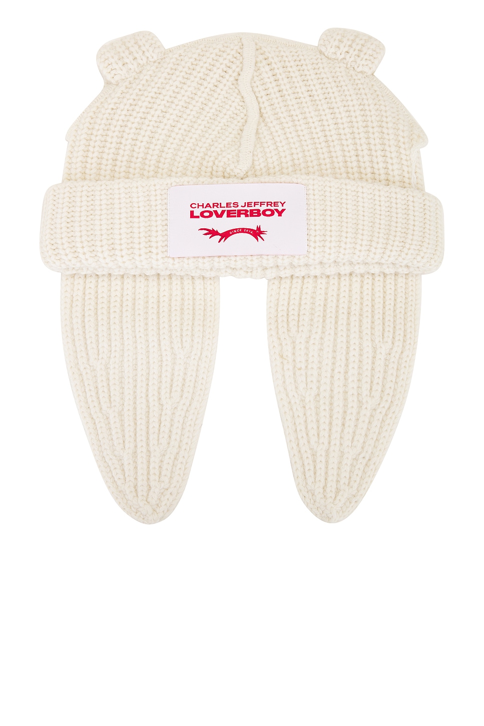 Charles Jeffrey LOVERBOY Chunky Rabbit Beanie in Ecru - Cream.  a