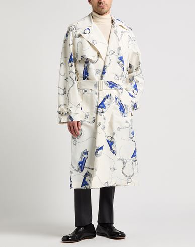 Man Overcoat & Trench Coat White Size 38 Paper Yarn, Viscose