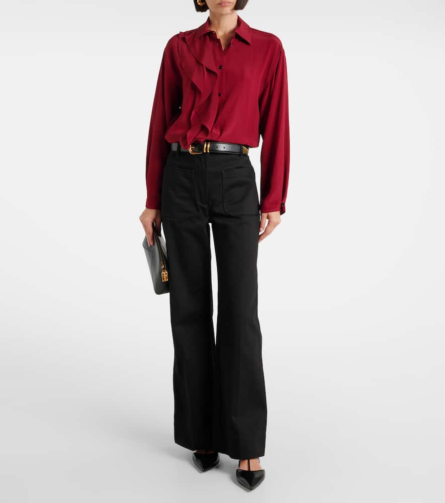 Ruffled silk blouse