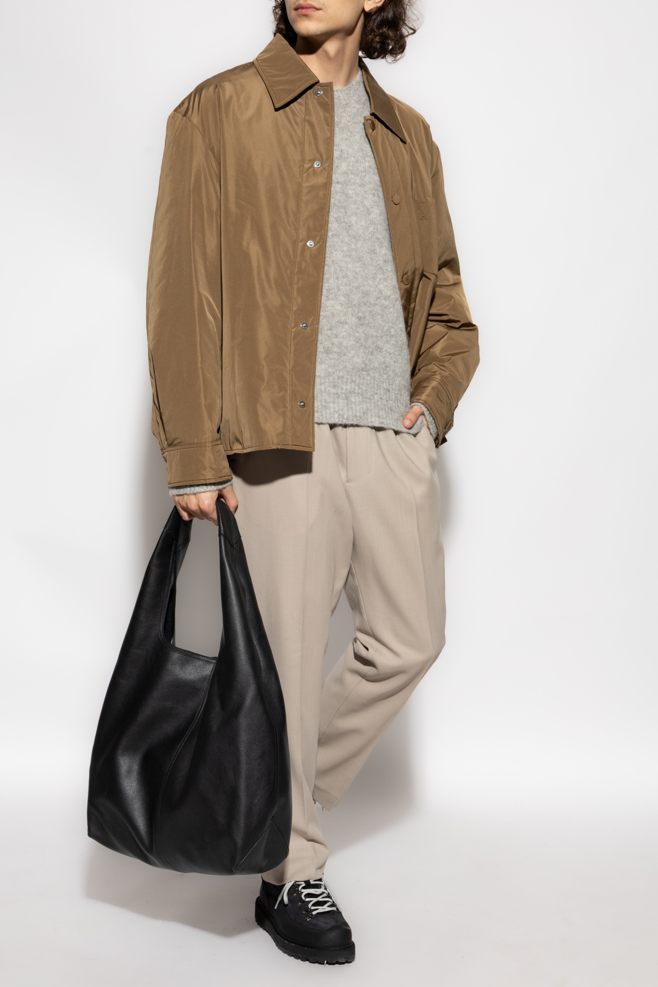 Light Jacket With Logo, Men's, Brown