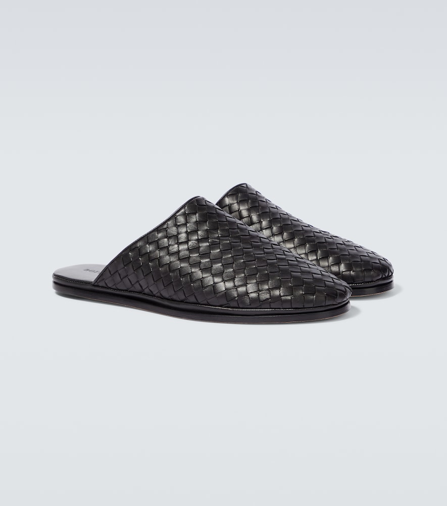 Intrecciato leather slippers