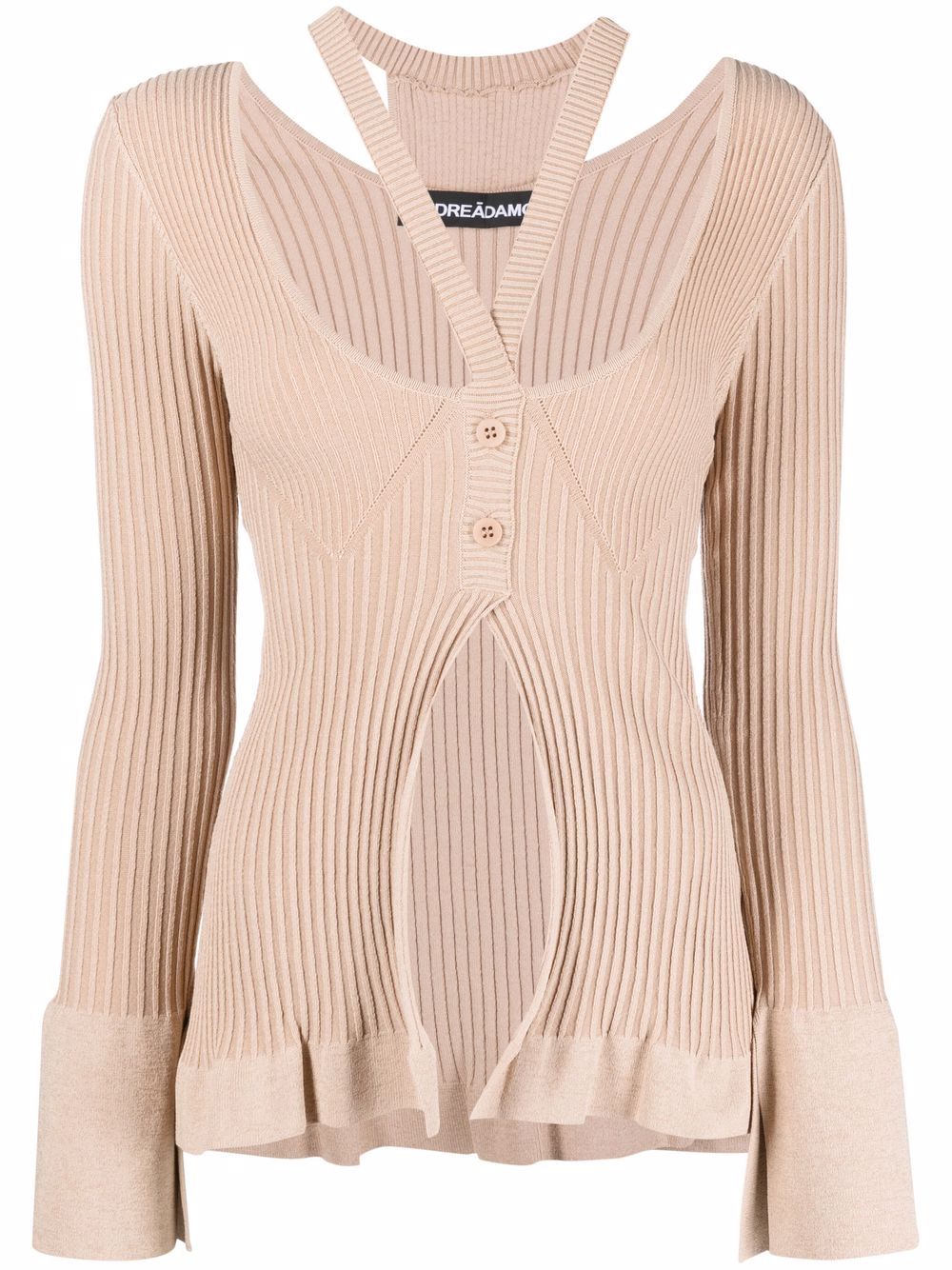 ANDREĀDAMO cut-out detail knit jumper - Neutrals