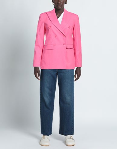 Woman Blazer Fuchsia Size 6 Cotton, Elastane