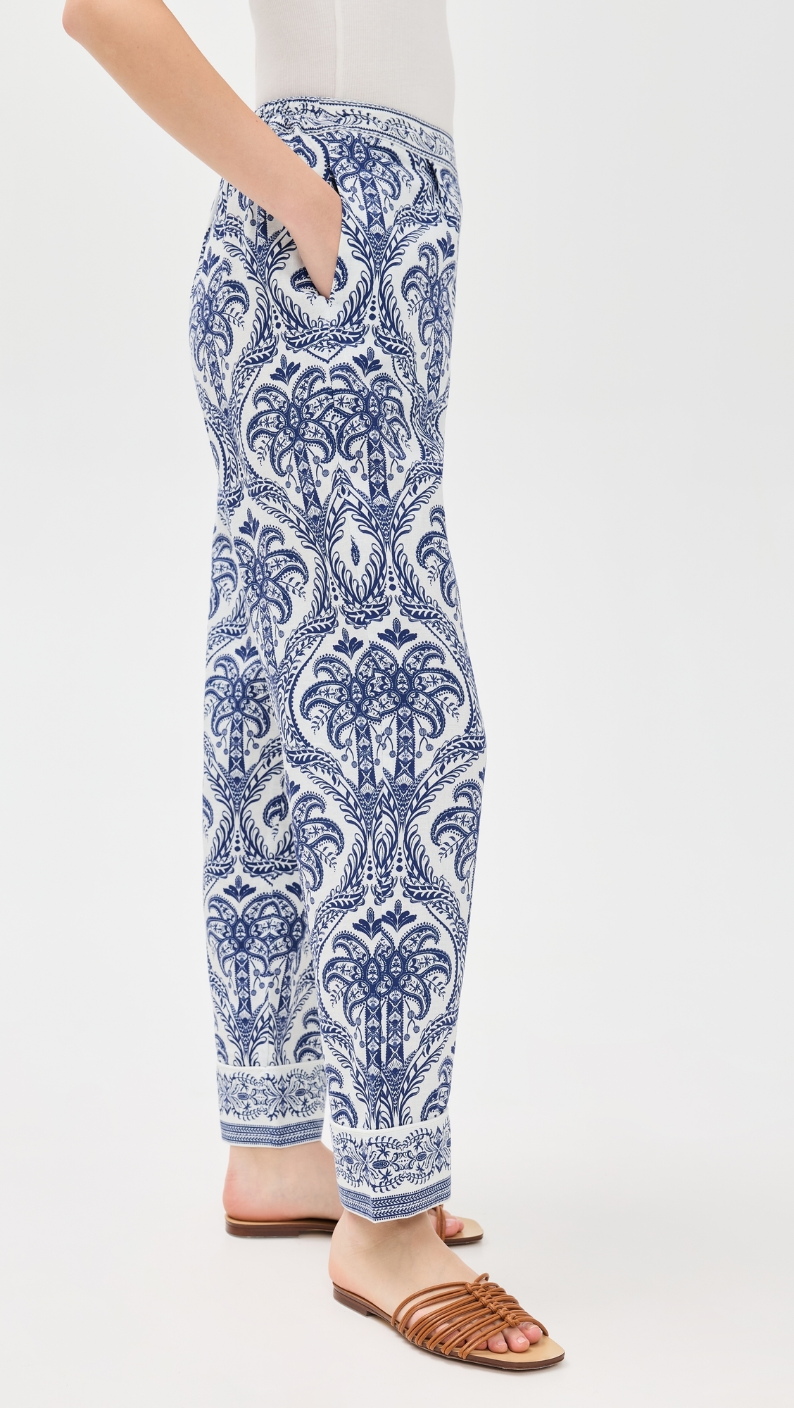 FARM Rio Blue Tropical Cameo Off-White Pajama Pants Blue Tropical Cameo Off-White