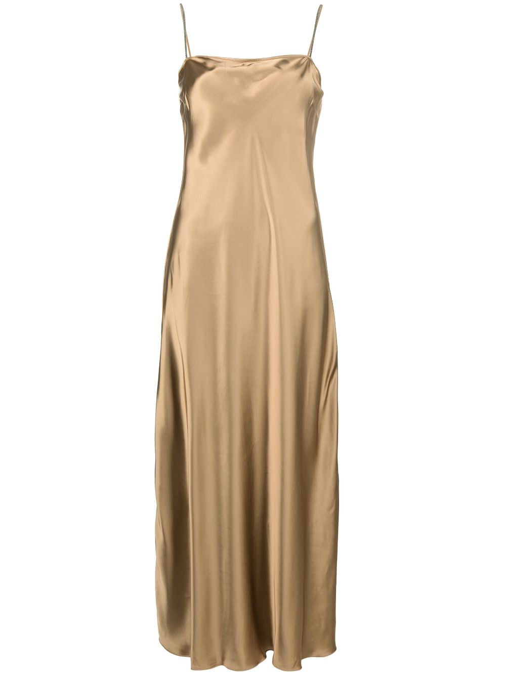 Satin slip midi dress - Brown