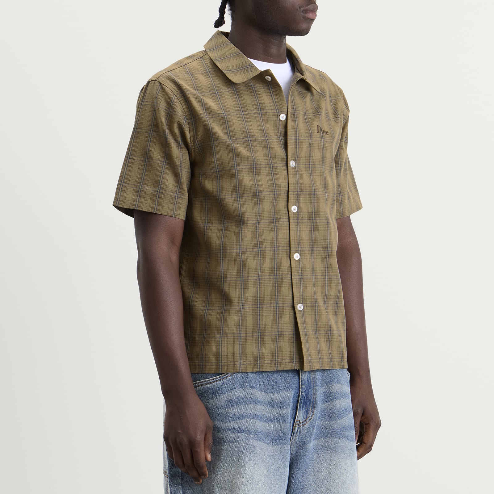 Men's Plaid Short Sleeve Shirt Brown