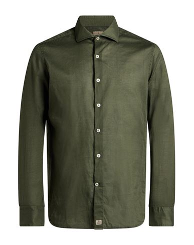 Man Shirt Military green Size 15 ¾ Cotton, Elastane