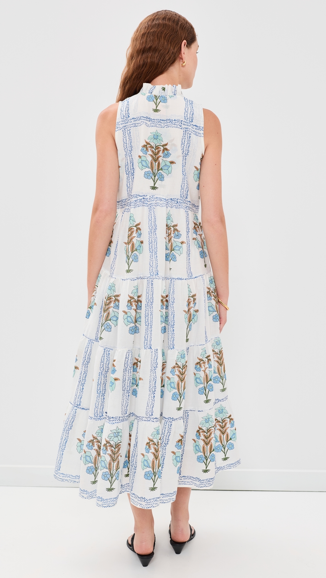 Sofia Cotton Midi Dress Blue Floral