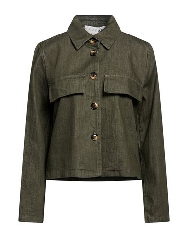 Woman Denim outerwear Military green Size M Cotton, Elastane