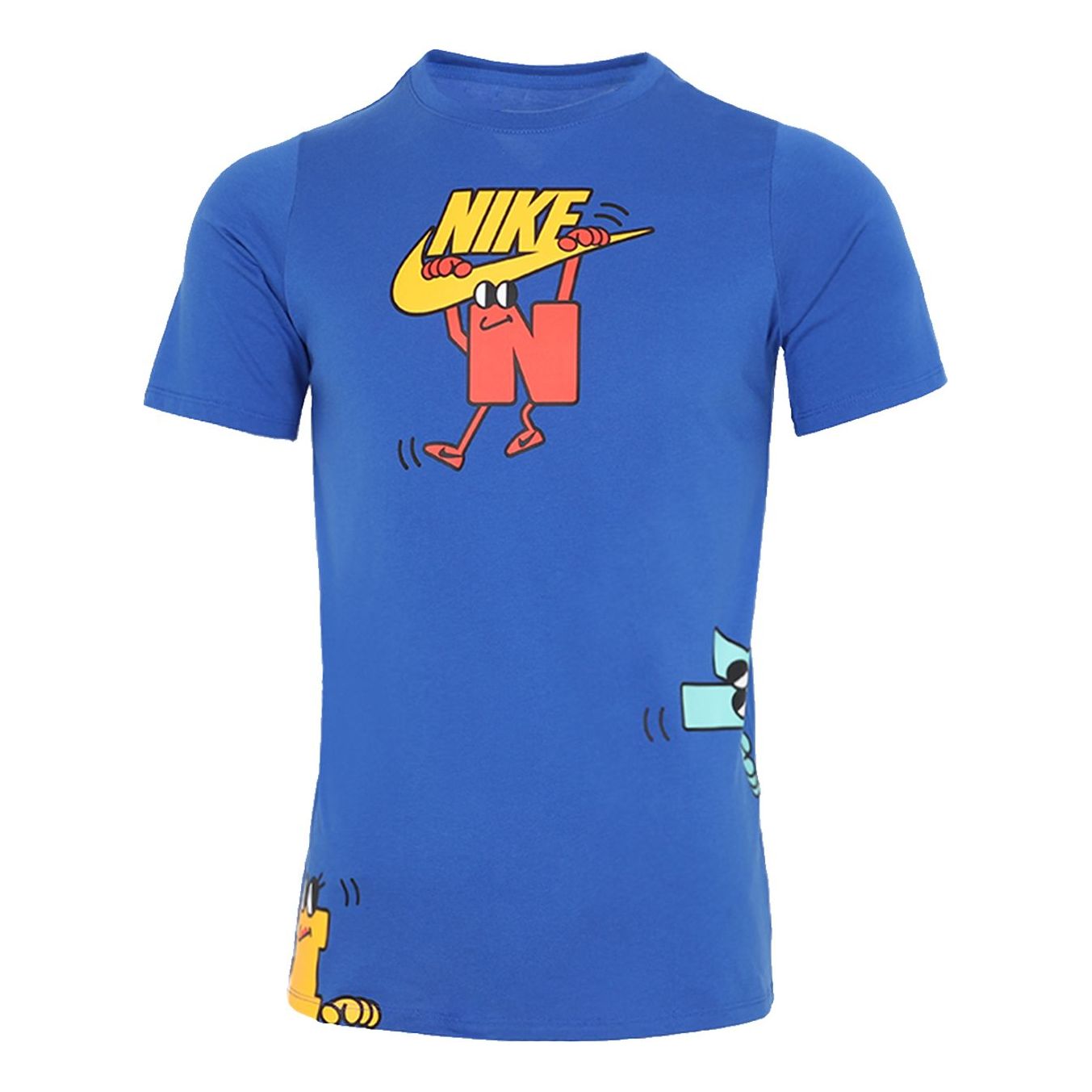 (GS) Cartoon Short Sleeve Round Neck Athleisure Casual Sports Boy Blue