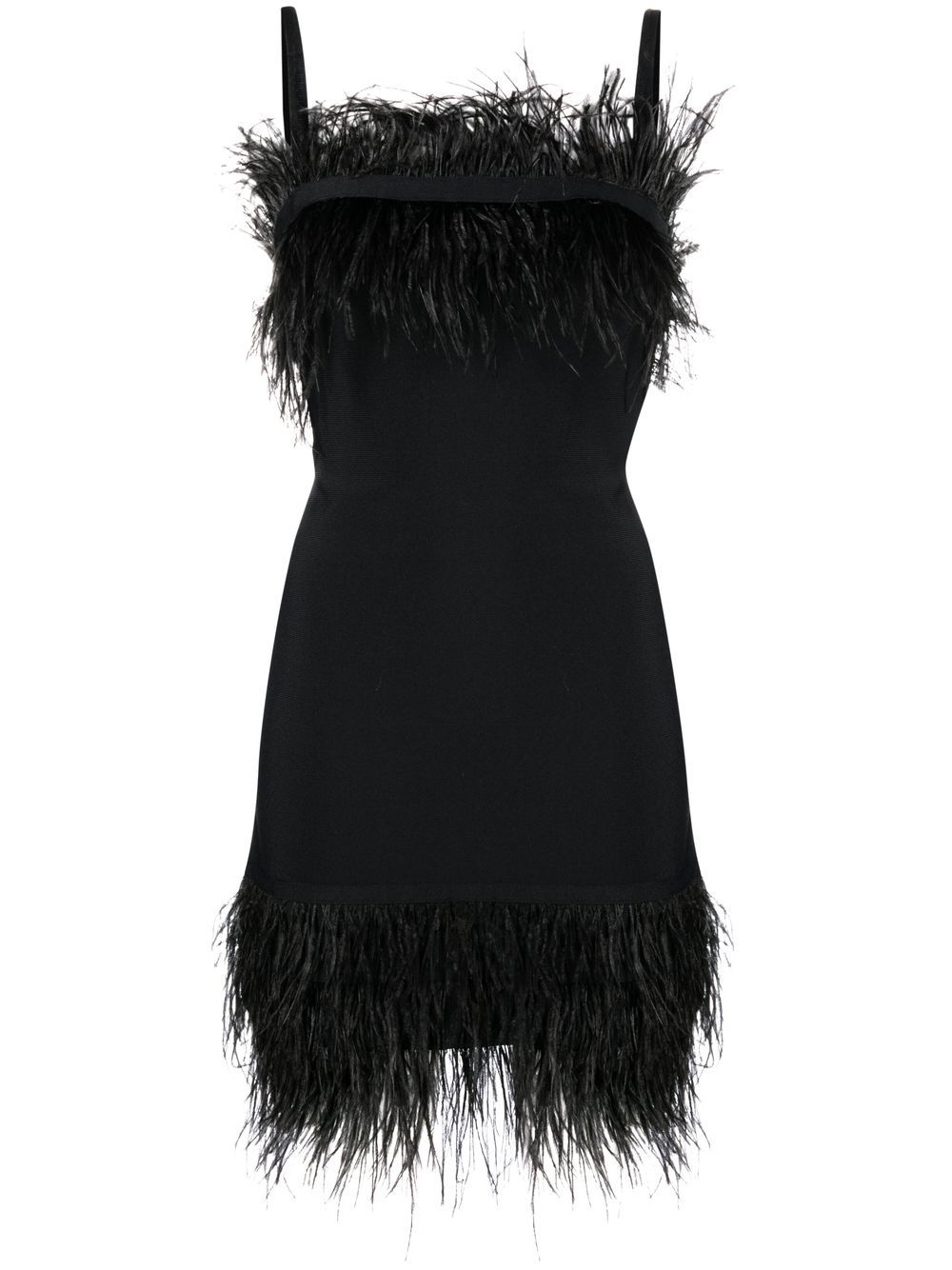 Feather-trim minidress - Black