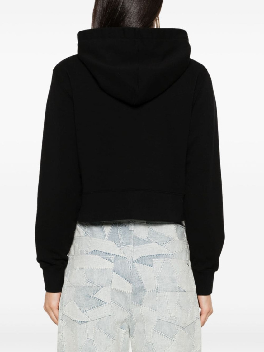 Logo-embroidered cotton hoodie - Black