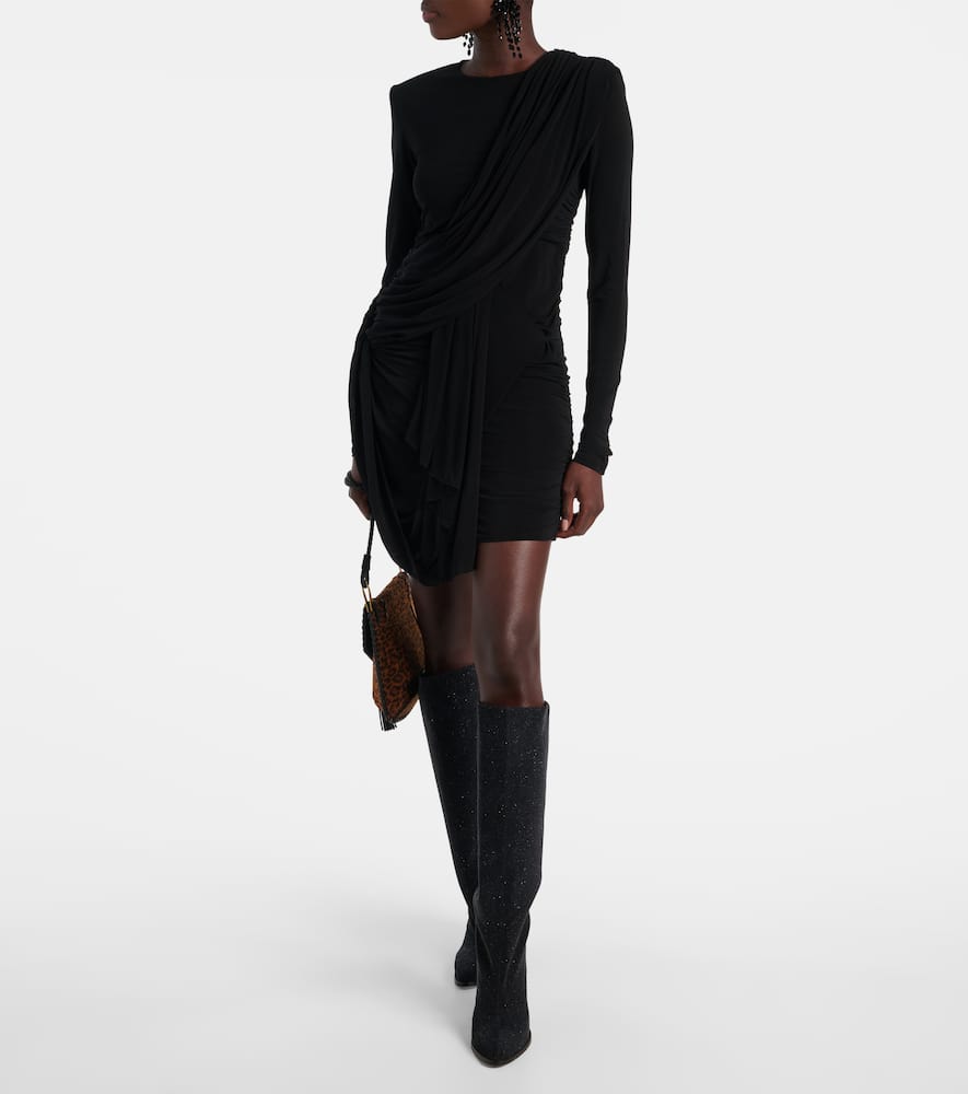 Georgia draped gathered jersey minidress