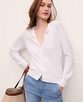 Ann Taylor Petite Ann Cardigan in Linen Blend