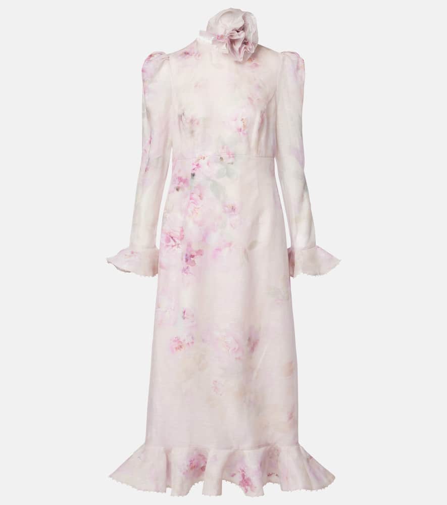 Midikleid Crush aus Leinen und Seide