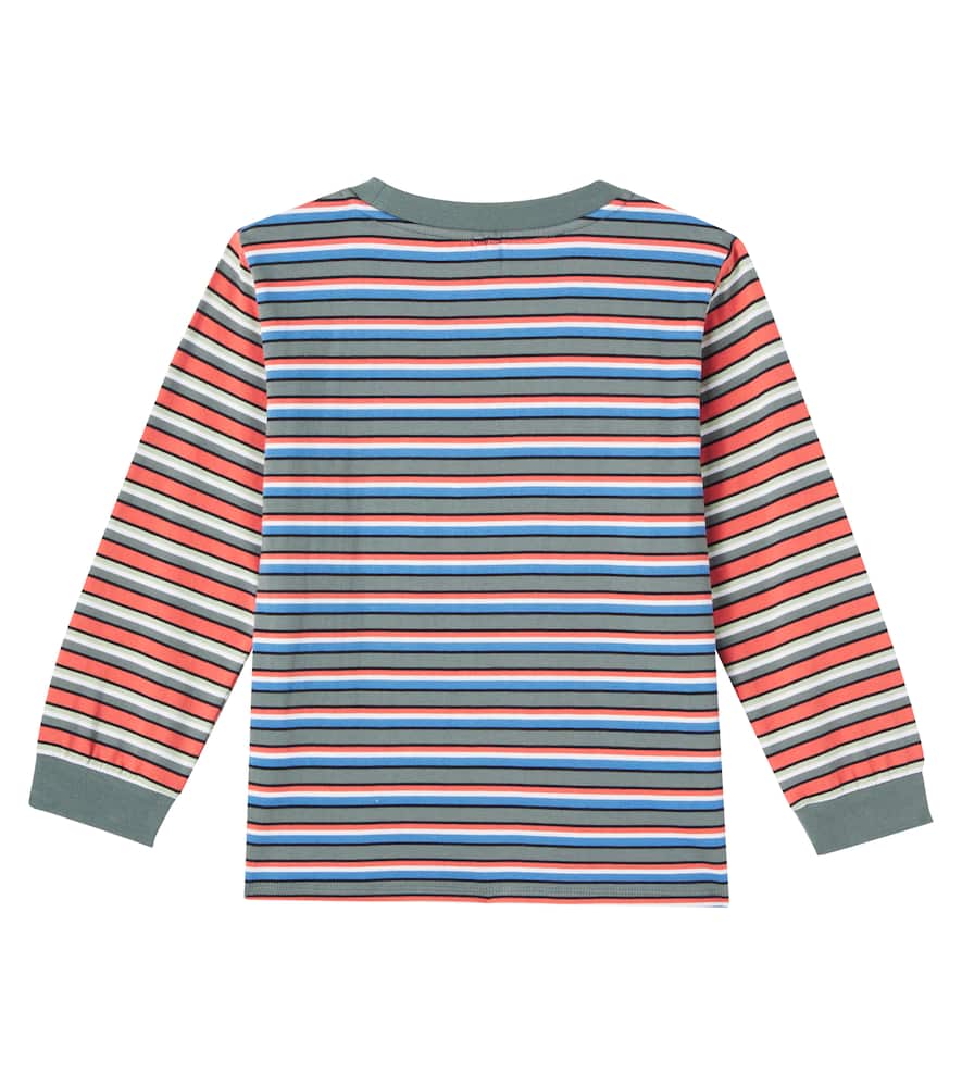 Logo striped cotton jersey top