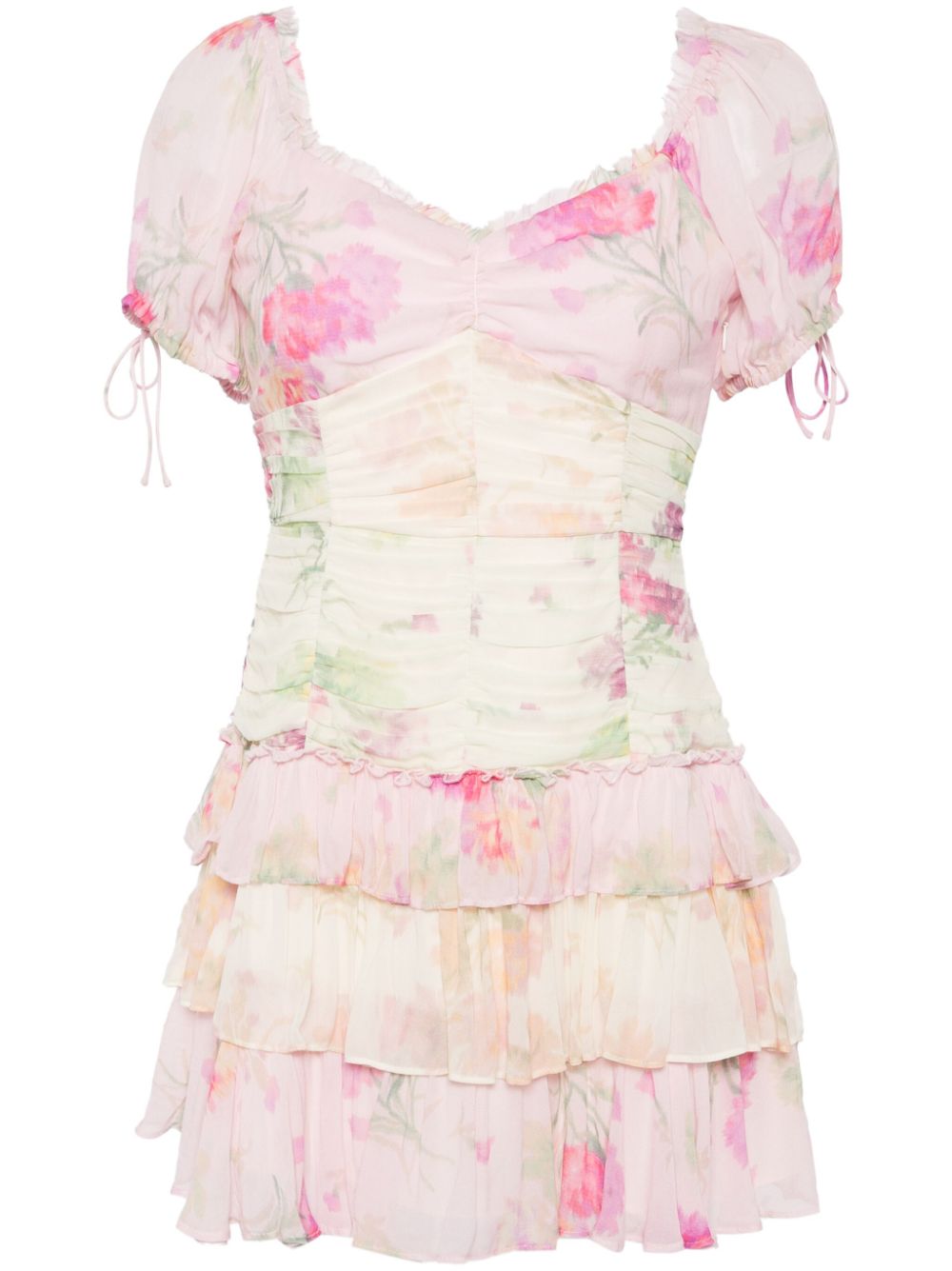 Jupe floral-print minidress - Pink