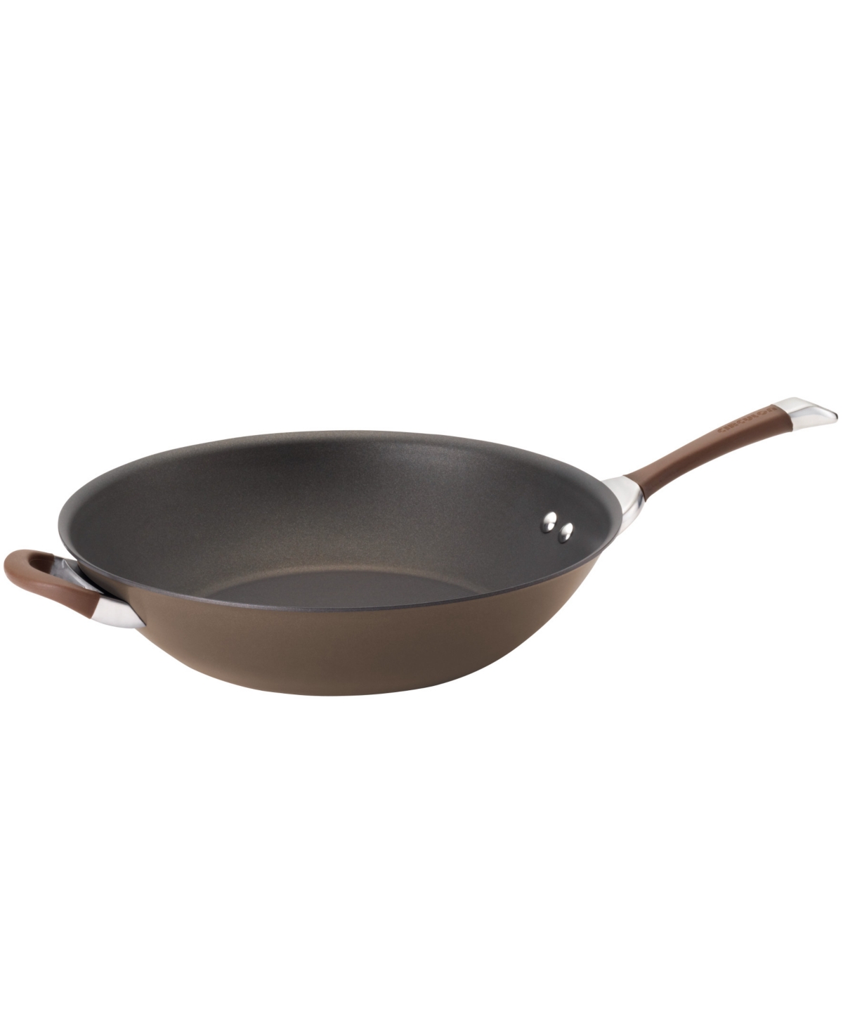 Symmetry Hard-Anodized Nonstick Induction Stir Fry Pan with Helper Handle, 14-Inch, Chocolate - Chocolate