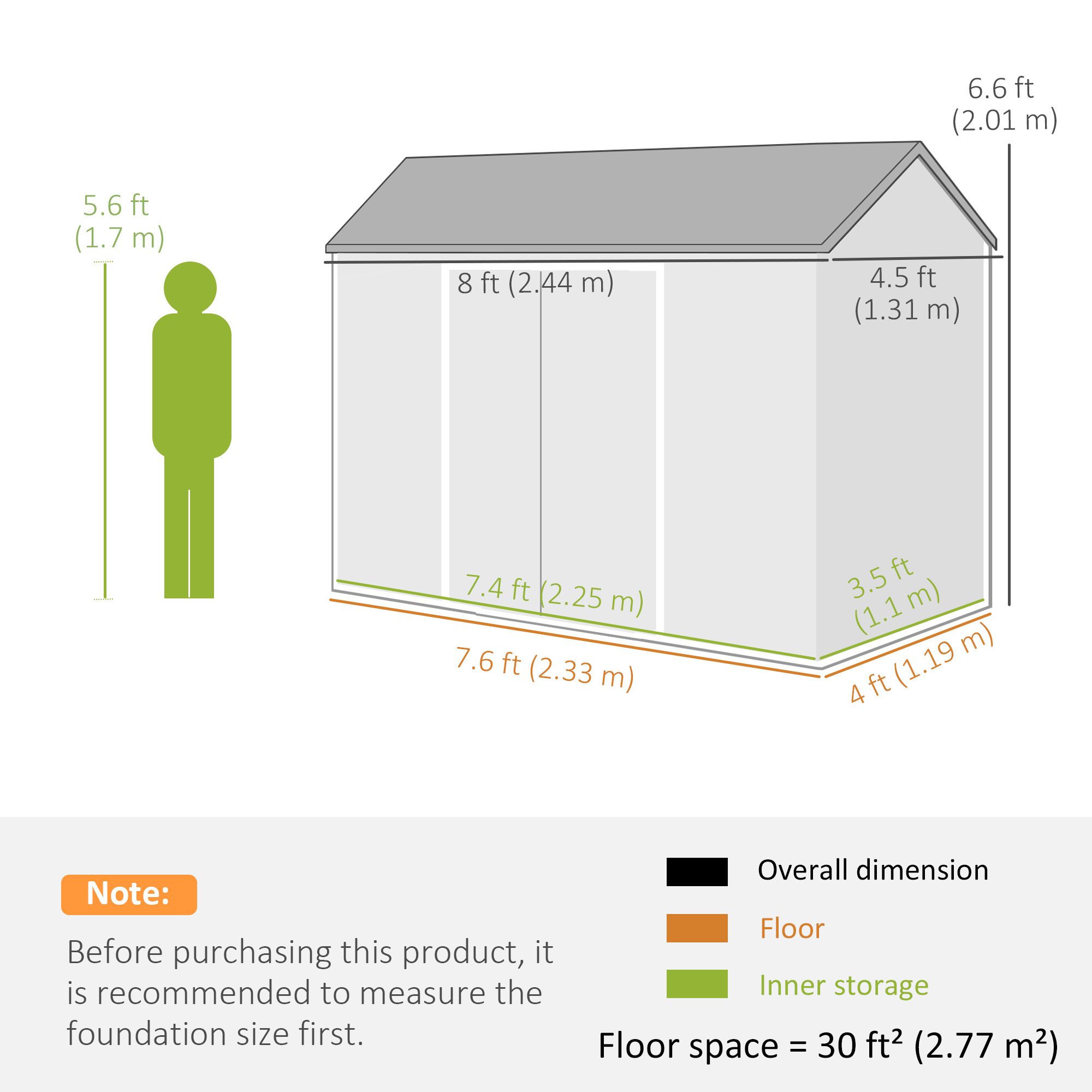 Outsunny 8 X Resin Garden Shed With Floor, Lockable Doors In Dark Grey