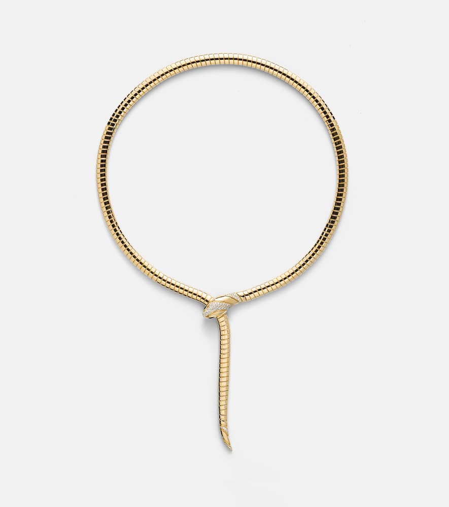 Bvlgari Serpenti Tubogas 18kt gold necklace with diamonds and onyx