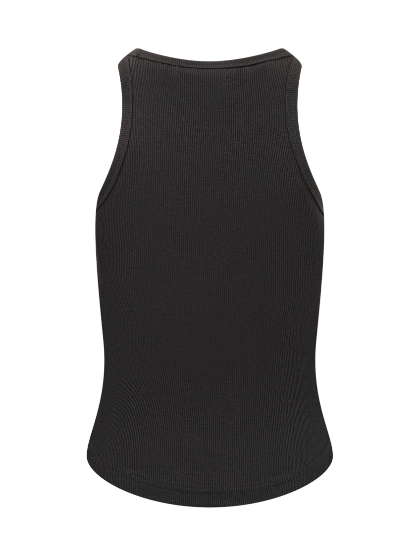 Black Ribbed Round Neck Top