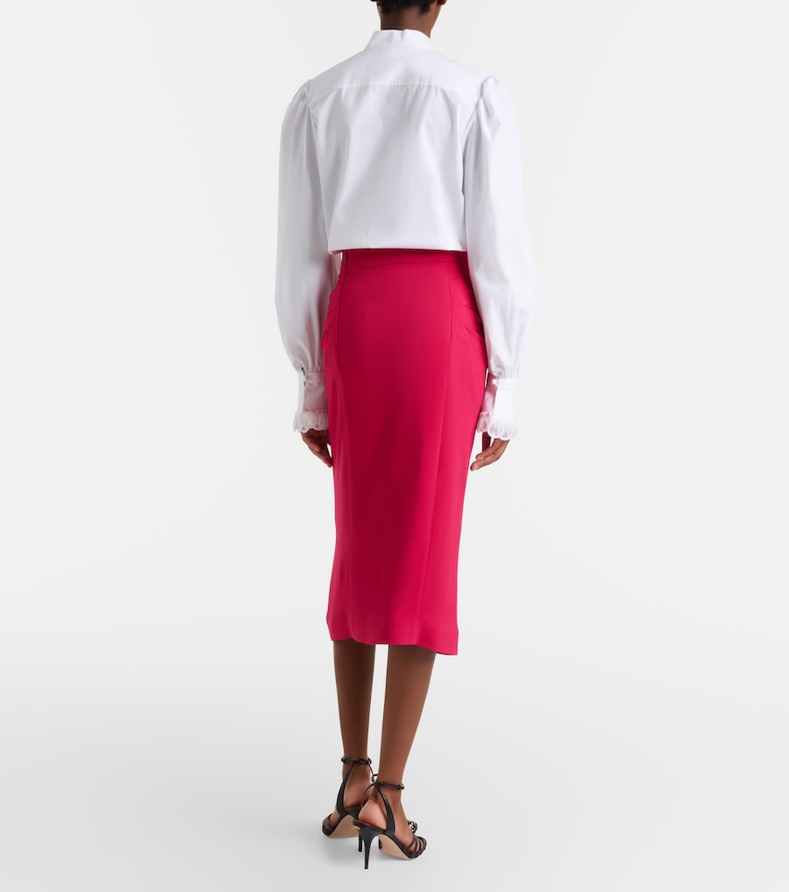 Gathered crêpe pencil skirt