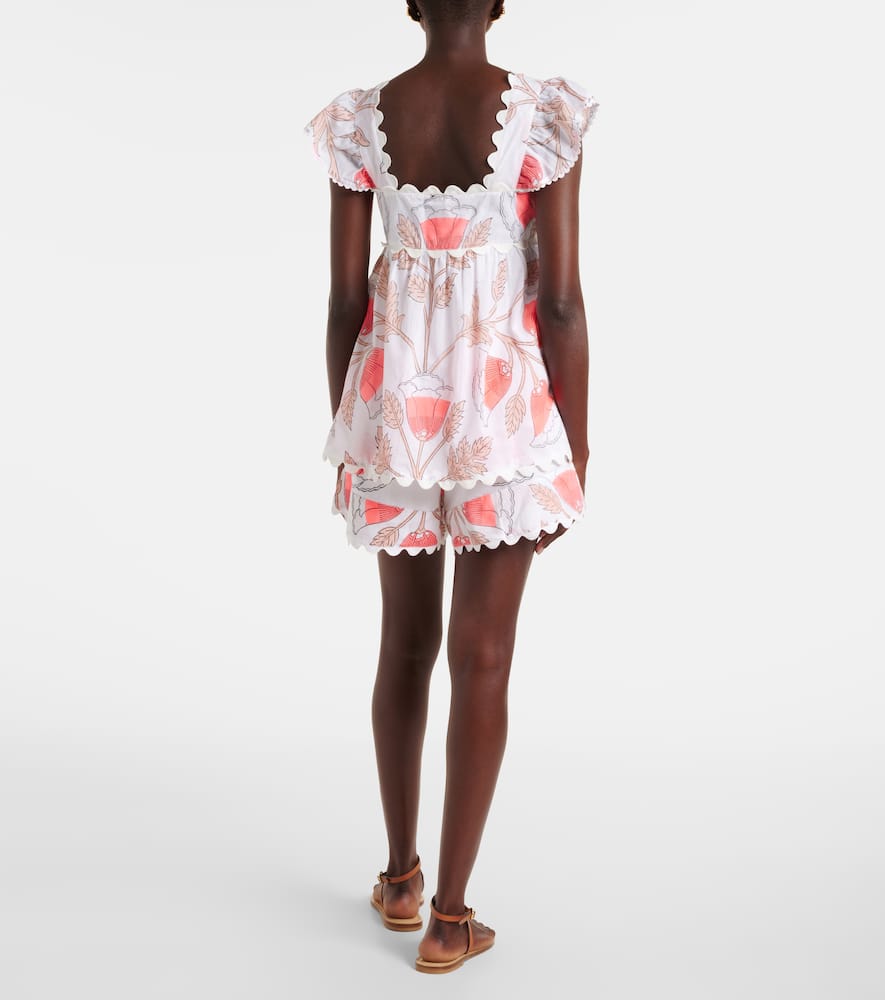 Printed scalloped cotton top