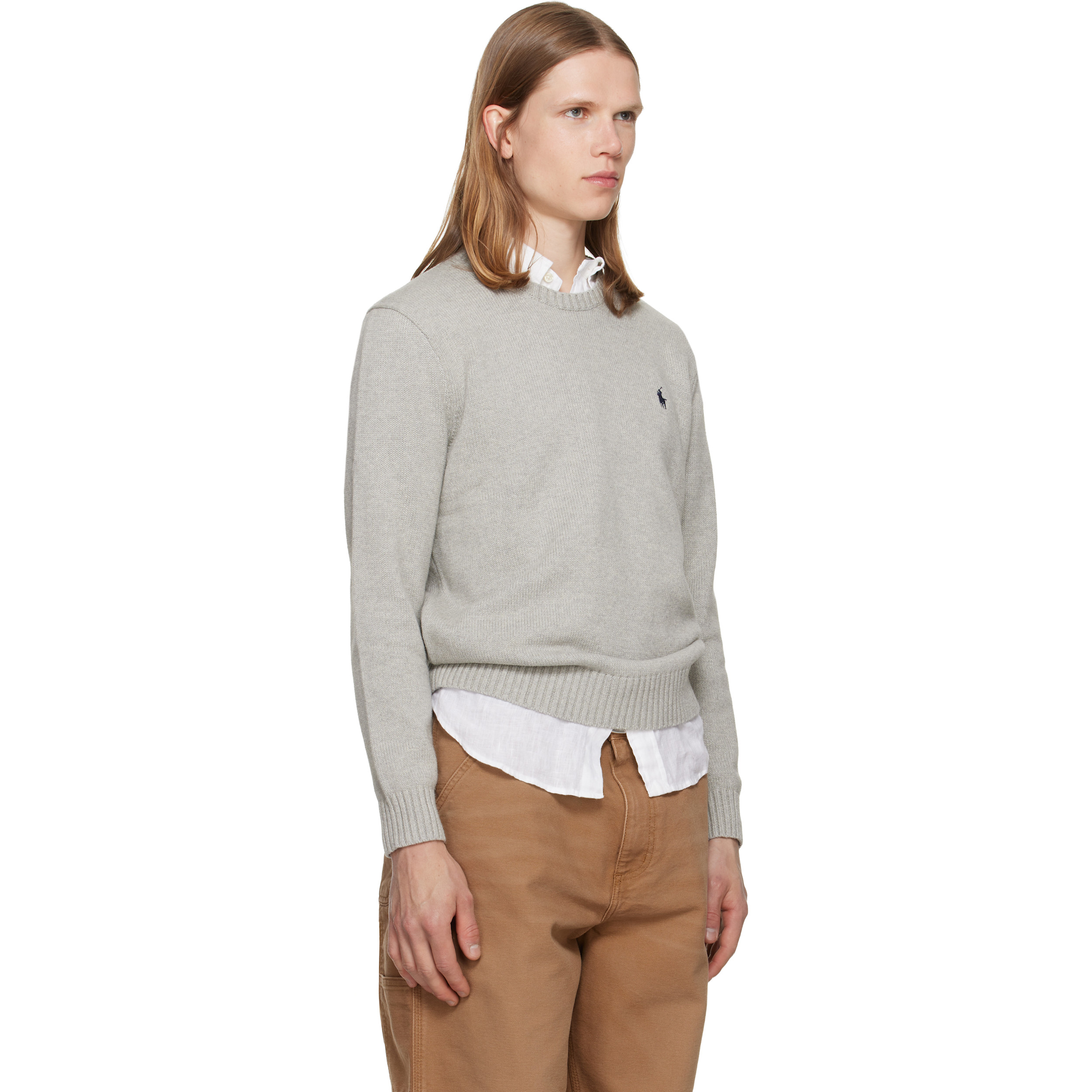 Gray Polo Long Sleeve Sweater
