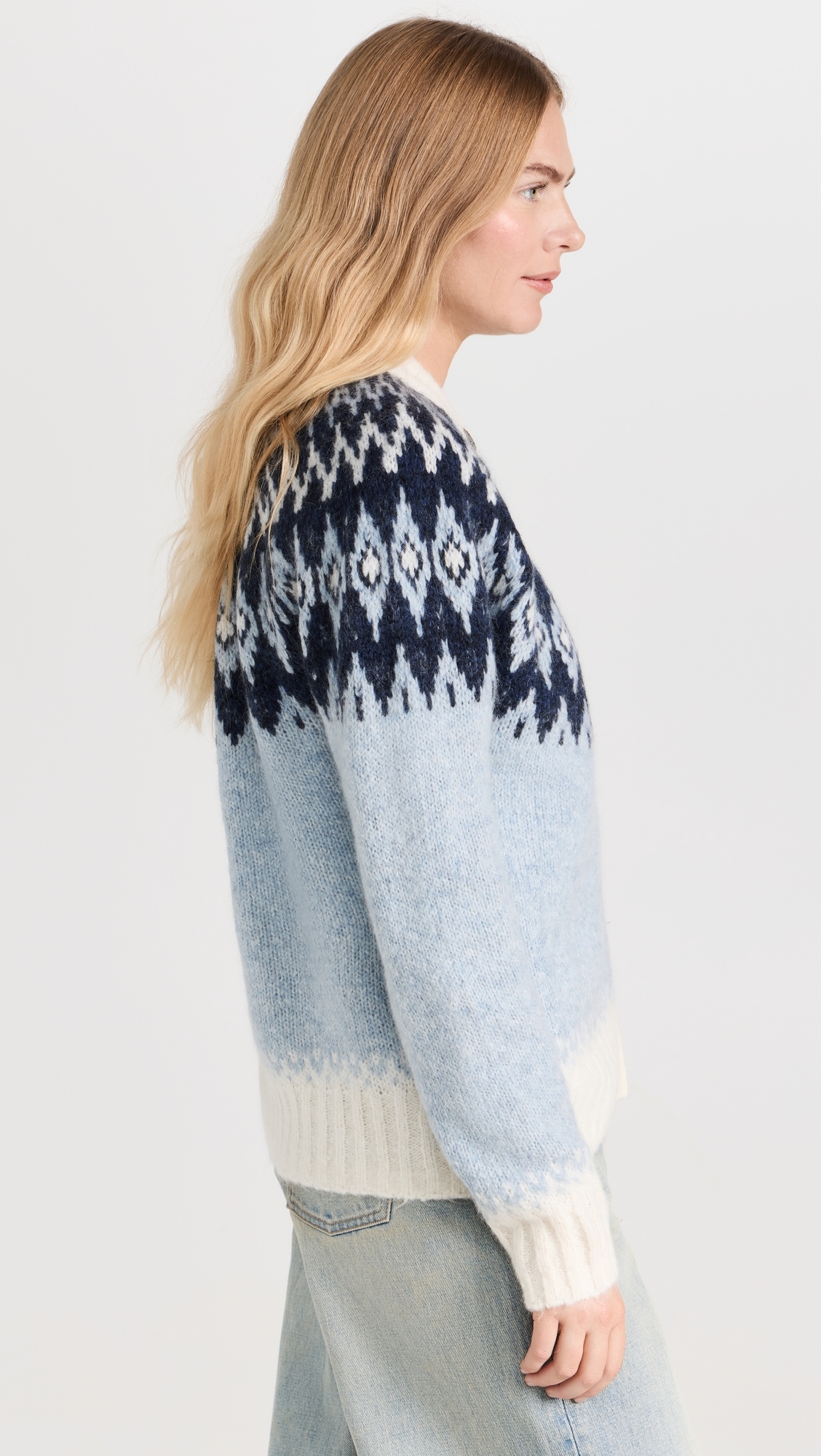 Ashwood Fair Isle Cardigan Frosty Blue Combo