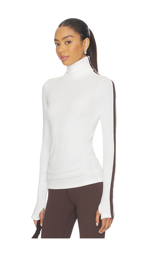 Splits59 Jackson Rib Full Length Turtleneck Top in White,Brown. - XL also in