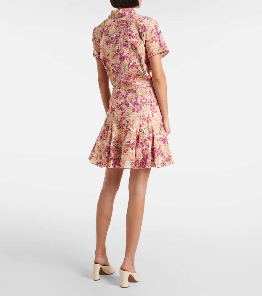 Cerezo Florecer floral linen miniskirt