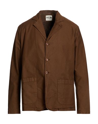 Man Blazer Brown Size L Cotton, Modal, Elastane