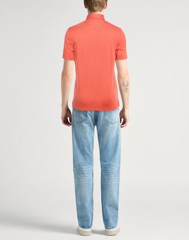 Man Polo shirt Coral Size 38 Cotton