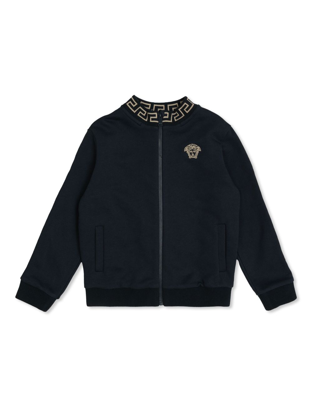 Medusa-embroidery cardigan - Blue