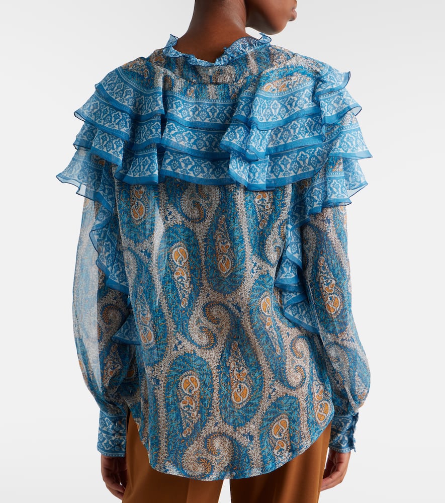 Paisley ruffled silk blouse