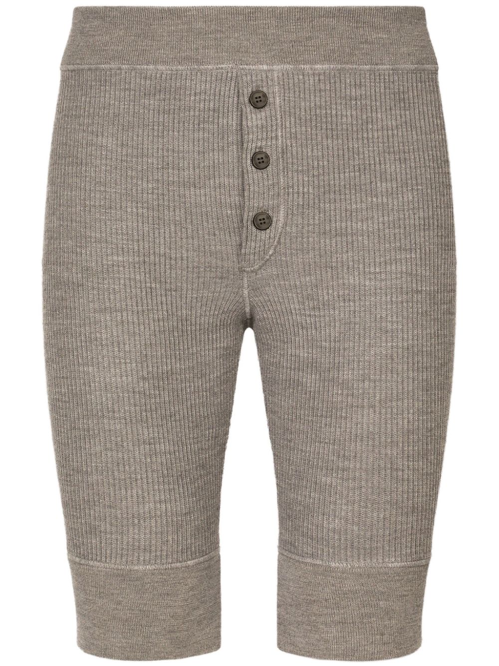 Elasticated-waist ribbed-knit shorts - Grey