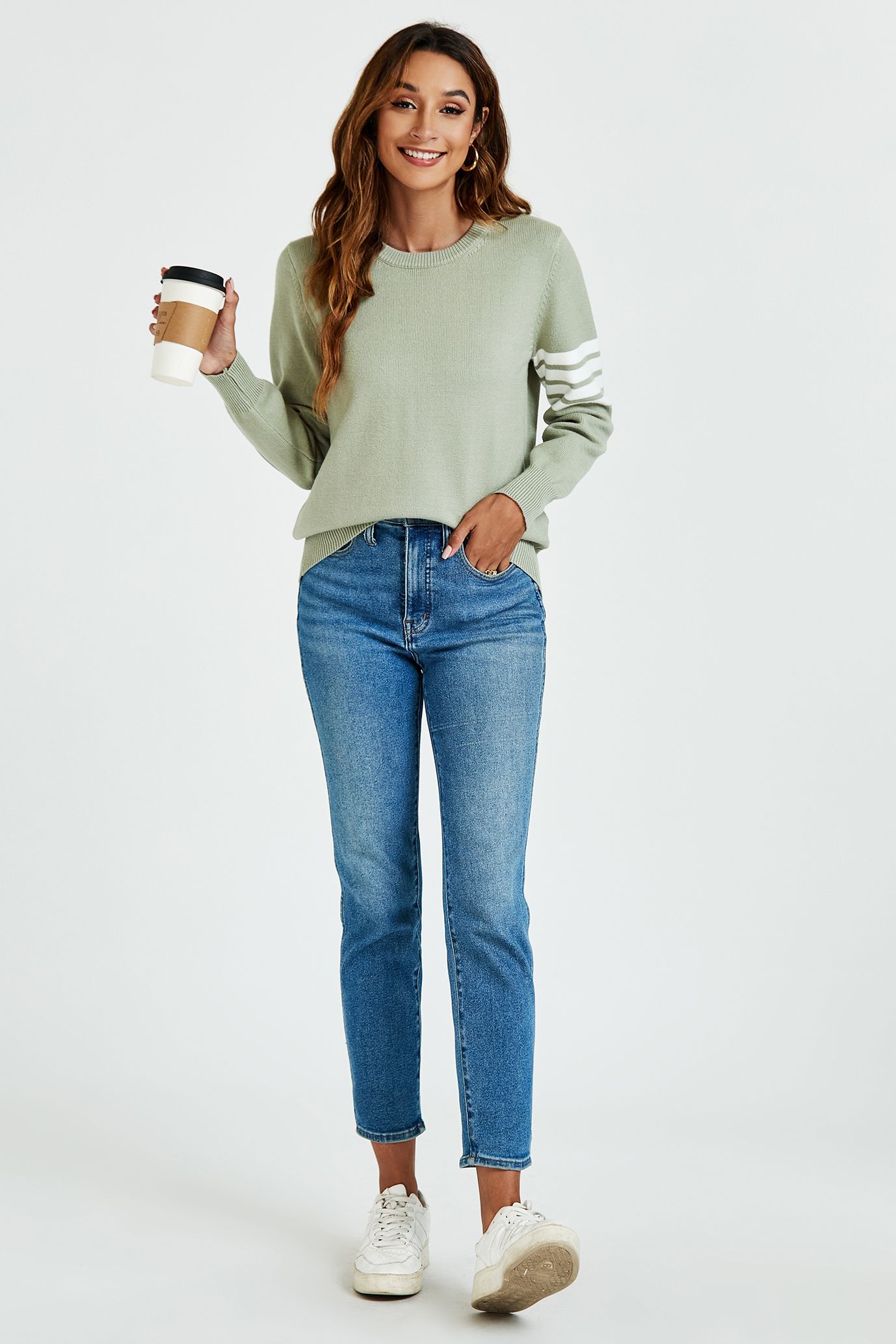 Stripe Pattern Jumper Top