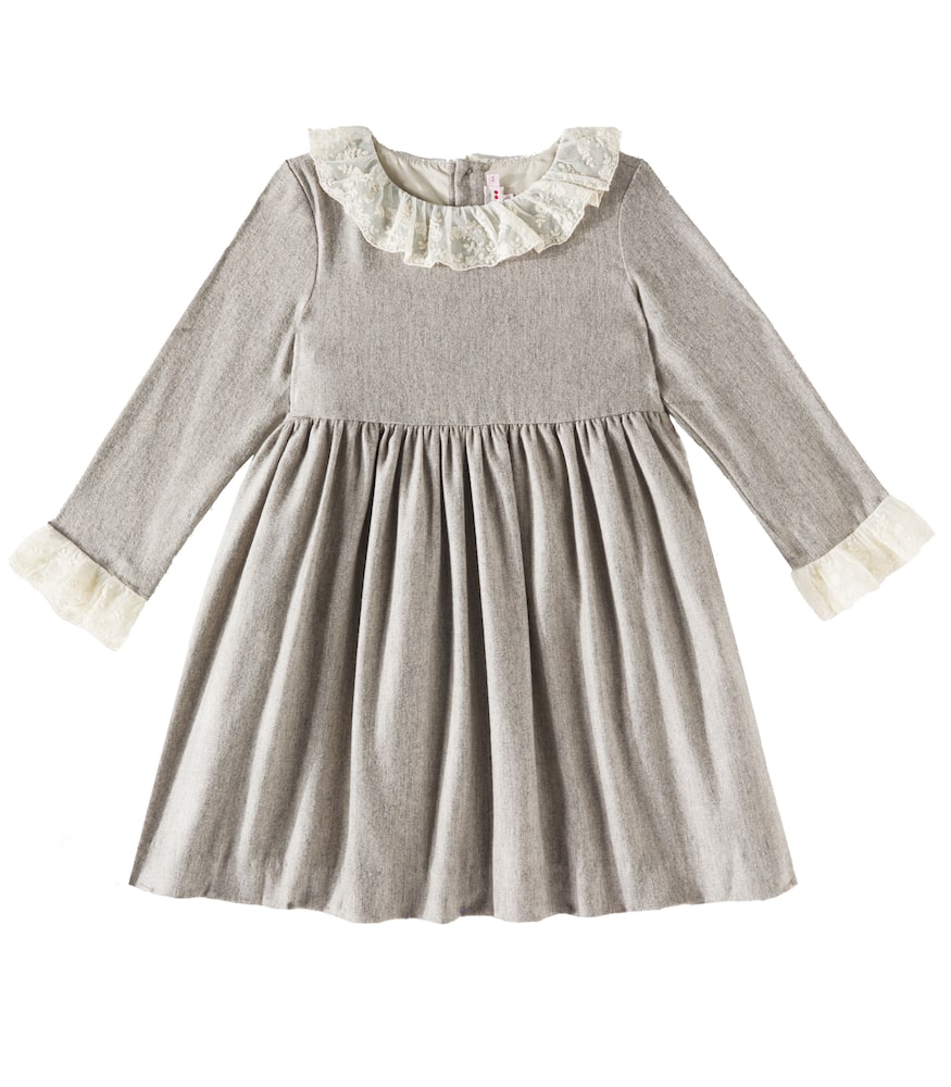 Bonpoint Flavie tulle-trimmed flannel dress